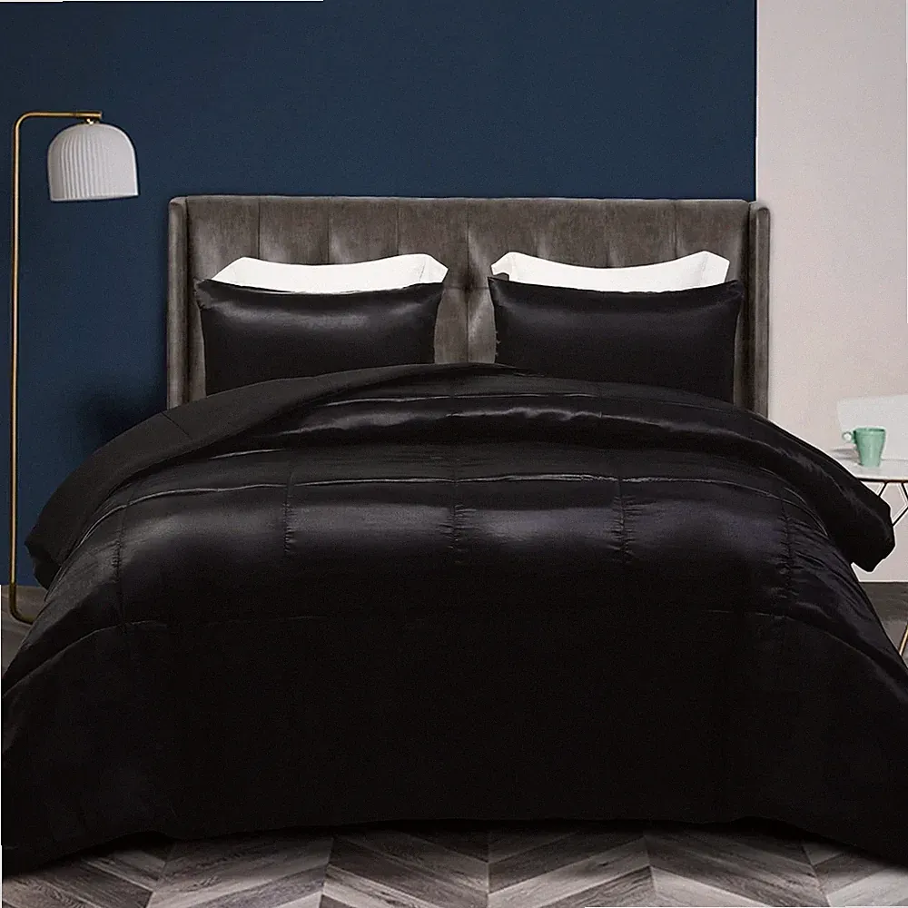 2-Piece Reversible Twin Size Silk Comforter Set/Bedding Set Luxury Soft Satin...