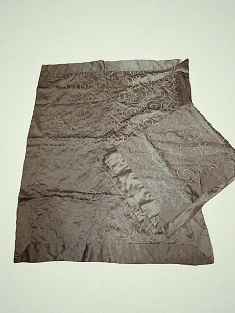 2 Scrolled Satin Std Pillow Shams Peignoir Cochon 100% Silk Brown Zipper