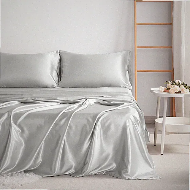 3/4 Pieces Silky Smooth Satin Bed Sheet Set, Deep Pocket, All Sizes Available