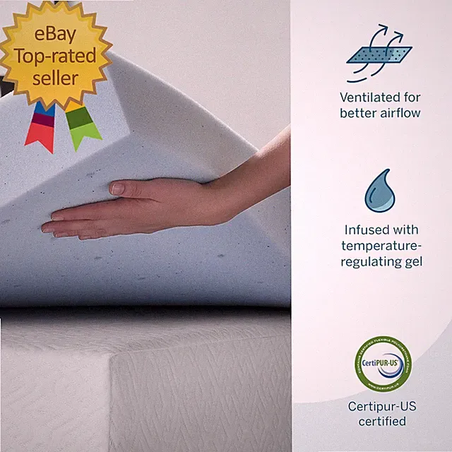 4 Inch Gel Memory Foam Mattress Topper-Ventilated Design Ultra Plush Queen