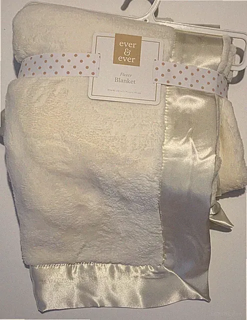 Baby Throw Blanket Super Soft Plush Fleece with Satin Trim Vanilla Ice NEW