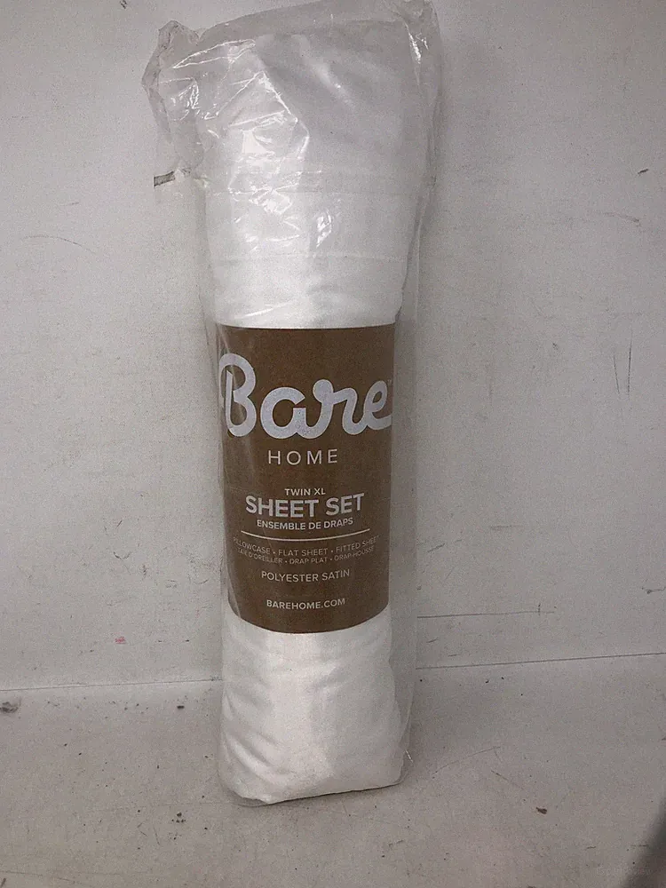 Bare Home Poly Satin Sheet Set Twin XL White Bedding Sheet