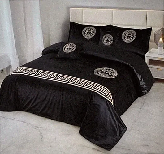 Black and golden 8 pieces duvet cover set cotton satin vercase Life Time Use