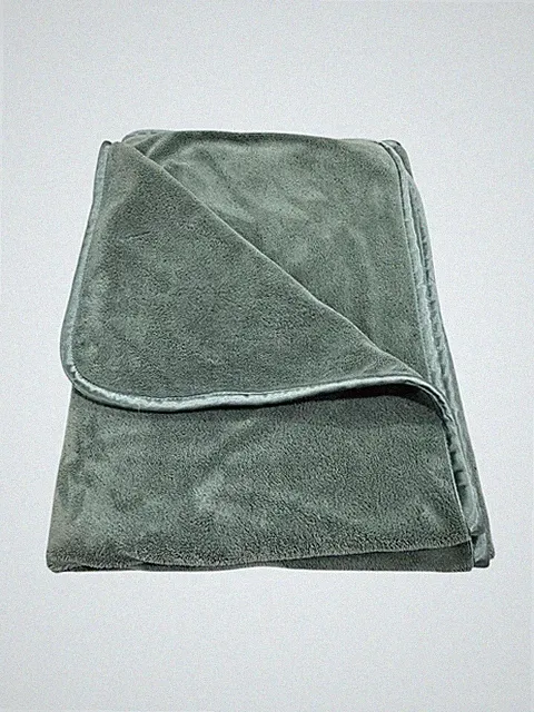 Brookstone NAP Hunter Green Throw Blanket Satin One Layer Plush Travel 37x66"