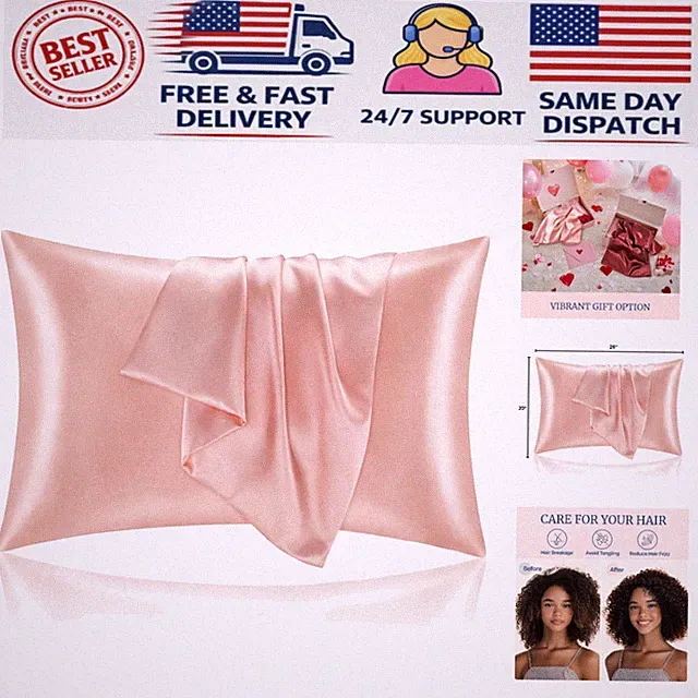 Cooling Satin Pillowcases (2 Pack) with Envelope Closure - Coral, Standard Size