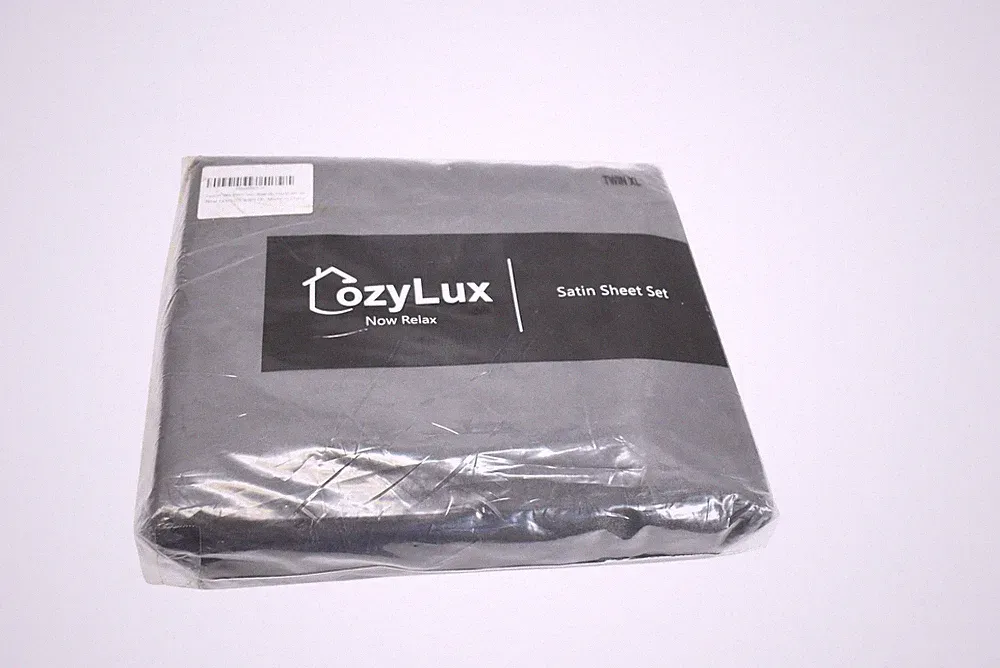 CozyLux Satin Sheet Set Twin XL Gray Charcoal Silky Smooth Soft Bedding Sealed