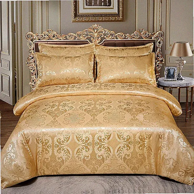 Duvet Cover Set European Luxury Satin Embroidery Bedding Set Soft