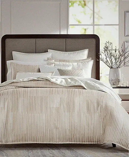 Hotel Collection Ivory Metallic Stripe 3-Pc Full/Queen Comforter Set
