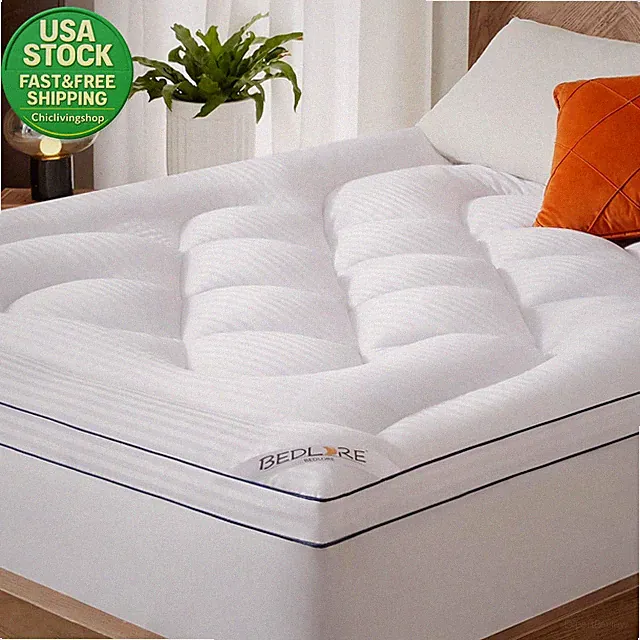 King Mattress Topper Cooling Soft Pillow Top Pad Deep Pockets 6-18 Inch White