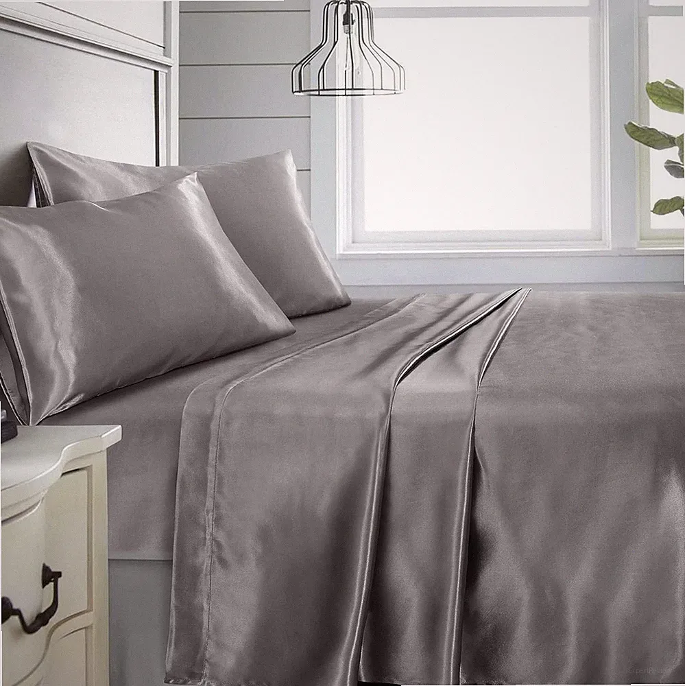 King Sz 4 Pc Bed Sheet Set Silky Smooth Satin Deep Pocket X002YMM88F