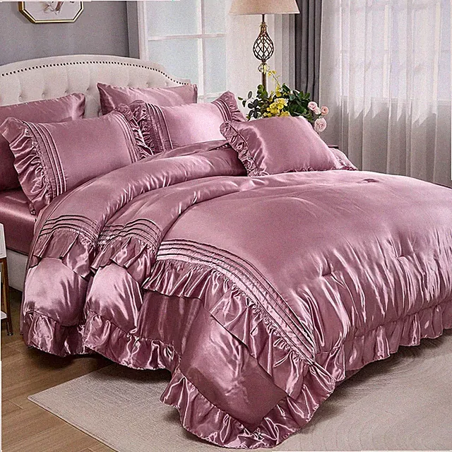 Luxury Satin Comforter Set 8 Pieces Queen Comforter with Sheets Silk like Satin