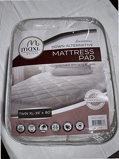 Maxi 100% Cotton Breathable Down Alternative Mattress Pad - White - Twin Xl-39”