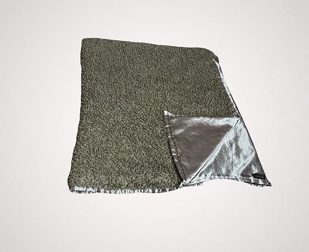 Mel Rose Green Throw Blanket Shaggy Reversible Satin Silky Luxury Vintage 90s