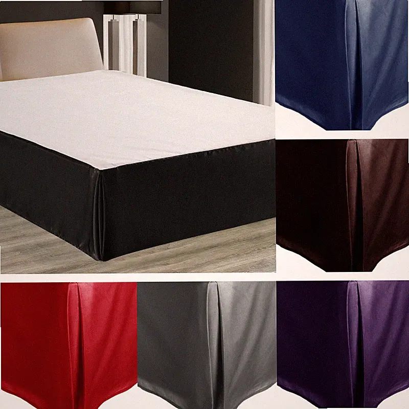 MODERN SOLID SATIN SPLIT CORNERS 1PC BED BEDDING PLEATED SKIRT DROP 14" NEW