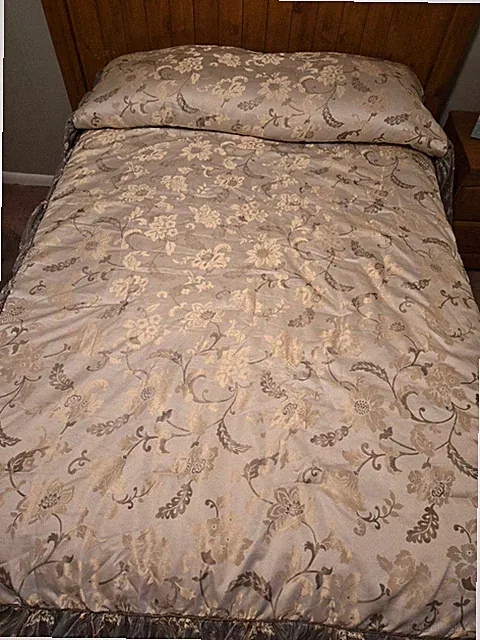 New Full Size Bedspread, Polyester with Satin Ruffle, and Sheer Overlay