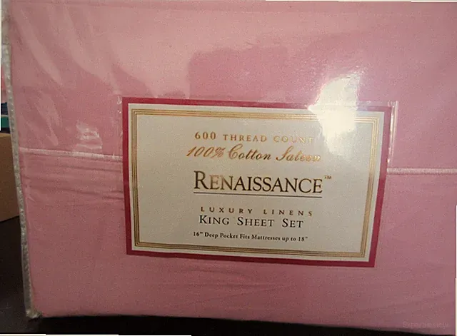 Renaissance 100% Cotton Satin 600 TC Pink 4 Piece King Luxury Sheet Set