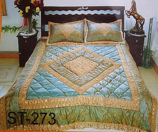 Satin Quilt / Bedspread 3 Pcs Set King/Queen Different Patterns and Muti-Colors
