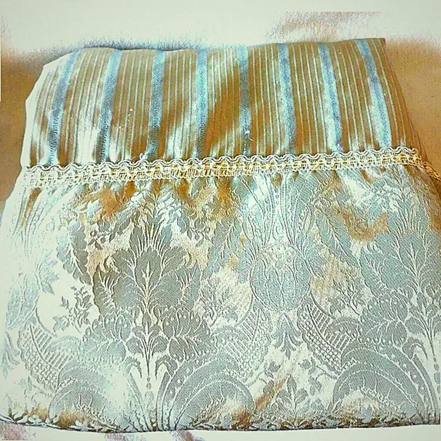 Satin Throw 55 x 47 Baroque LT BLUE Silky Bed Sofa Chair Home Baby Blanket Vntg