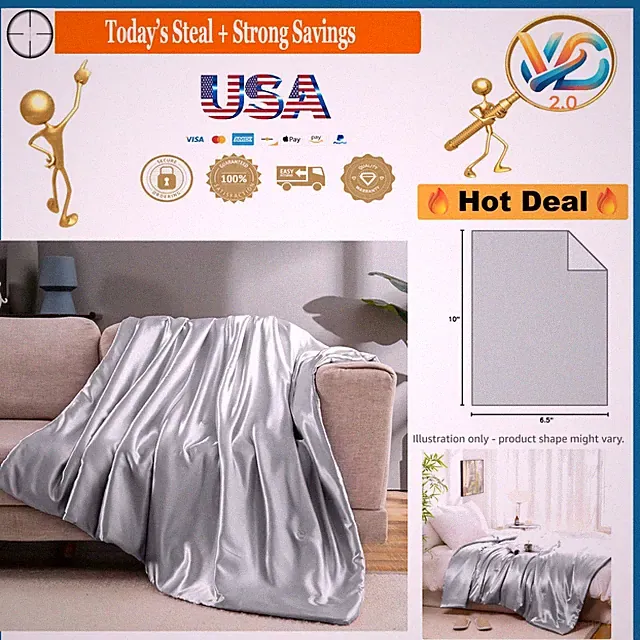 Silver Grey Satin Throw Blanket 60x80 Inches Soft Wrinkle-Free Bed Couch