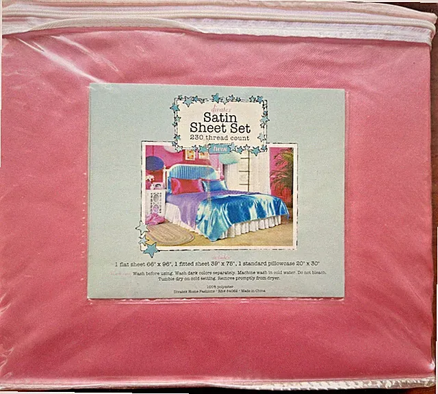 Twin sheet set ~ PINK SATIN ~ NEW