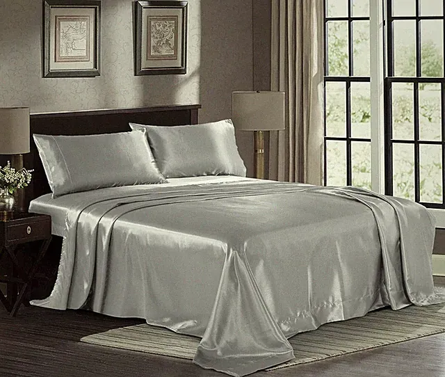 Twin Sz 3 Pc Bed Sheet Set Silky Smooth Satin Deep Pocket X002YTMQ67