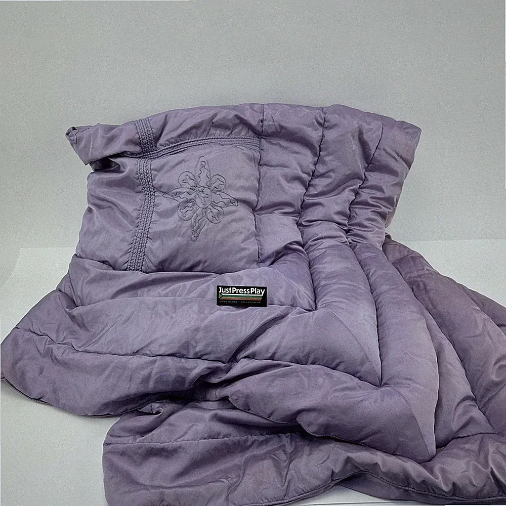 Vintage Lavender Satin Art Deco Goose Down Coverlet Bedspread 72" x 60"
