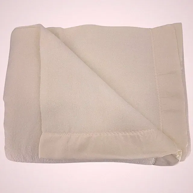 Vtg Cream White Satin Trim Blanket Twin Throw 70" x 88"